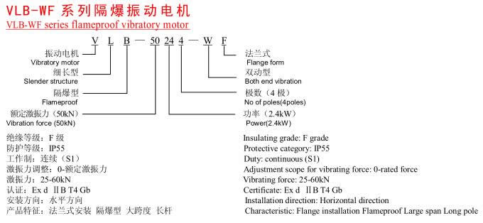 VLB-WF 系列隔爆振动电机技术数据